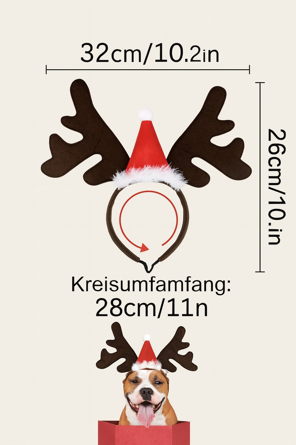 Kokosmaus Weihnachts-Kopfbedeckung für Hunde – Rentiergeweih & Nikolausmütze für perfekte Weihnachtsfotos