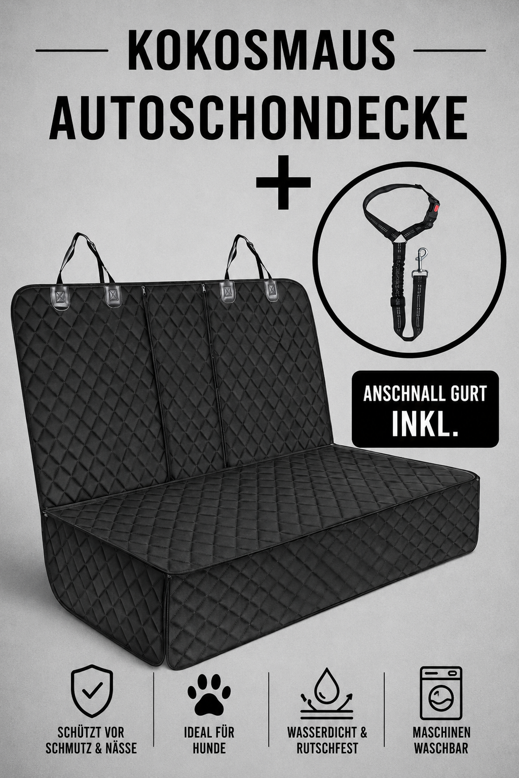 Kokosmaus Auto Schondecke inkl. Anschnaller